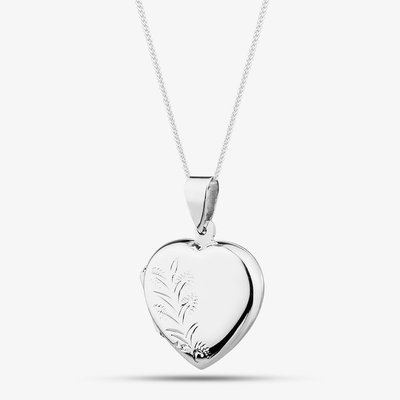 Silver Engraved Flower Engravable Locket 1-8 N2326