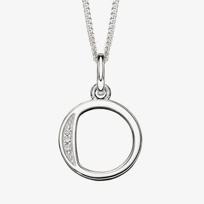 Sterling Silver Cubic Zirconia Initial "O" Pendant Necklace