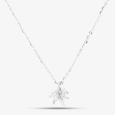 Sterling Silver Cubic Zirconia Leaf Pendant