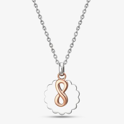 Sterling Silver Two Tone Flower & Infinity Necklace