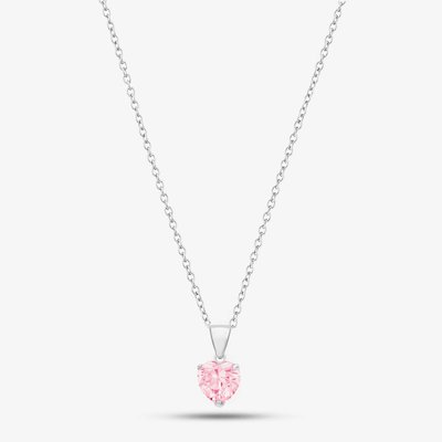 Sterling Silver 5mm Pink Crystal Heart Pendant