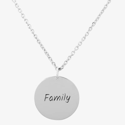 Silver Classic Family Disc Pendant Necklace