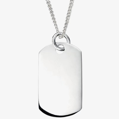 Sterling Silver Plain Dog Tag Necklace P3636