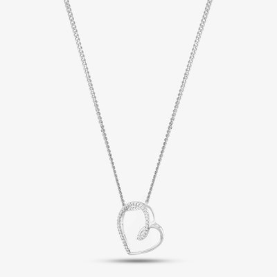 Sterling Silver Cubic Zirconia Open Swirl Heart Necklace 247/298