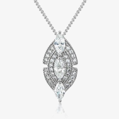 V Jewellery Silver Marquise Pendant