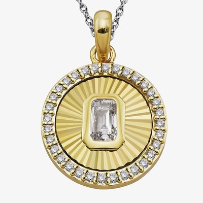 Gold Plated Cubic Zirconia Medallion Pendant Necklace