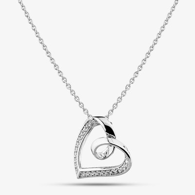 Sterling Silver Cubic Zirconia Twisted Heart Pendant MK-1078