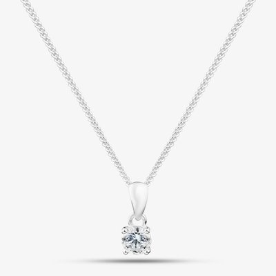 Silver 4mm Round Cut Cubic Zirconia Pendant PRD4 N2326 (BK)