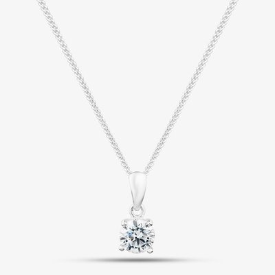 Silver 5mm Round Cut Cubic Zirconia Pendant PRD5 N2326 (BK)
