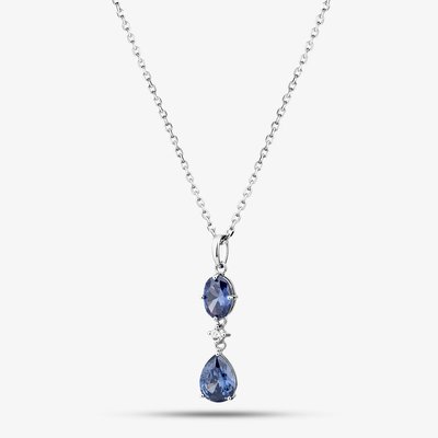 Sterling Silver Multi Cut Blue Cubic Zirconia Drop Pendant AP13511Z-TNZ/R