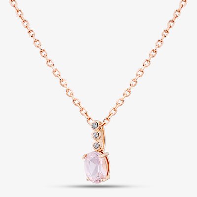 Rose Gold Tone Plated Sterling Silver Oval Cut Pink Cubic Zirconia Pendant AP13950Z-PNN-45/P