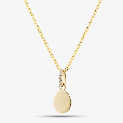 Yellow Gold Tone Plated Sterling Silver Cubic Zirconia Engravable Disc Pendant AP17559Z/G