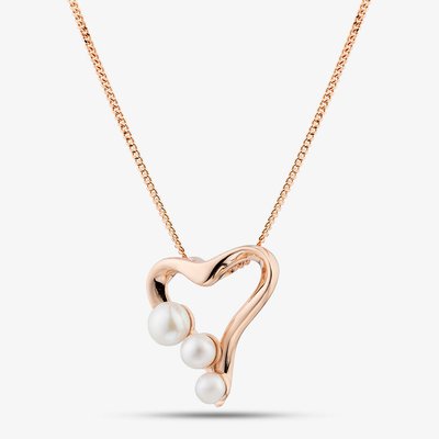 Rose Gold Tone Plated Sterling Silver Freshwater Pearl Heart Pendant 05S2AZP634607