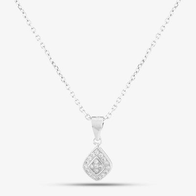 Silver Pave Cushion Necklace