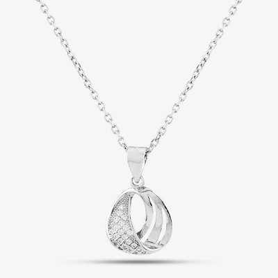 Silver Pave Twisted Teardrop Necklace