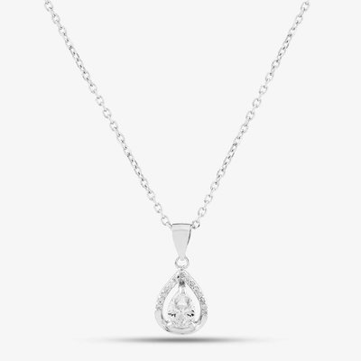 Silver Cubic Zirconia Teardrop Pendant