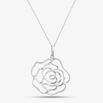 Silver Flat Cut Out Rose Pendant