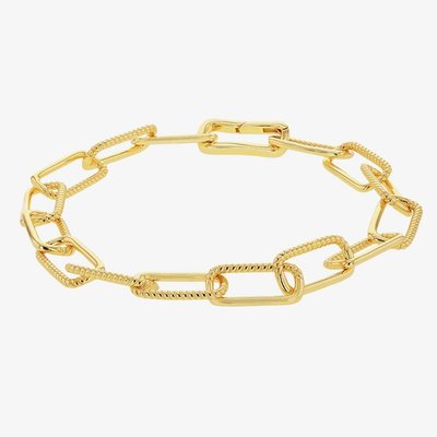 LUXE Silver Gold Plated Twisted Paperlink Chain Bracelet