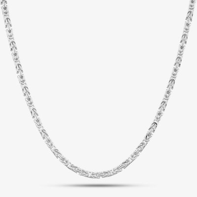 Silver 18 Inch Square Byzantine Chain