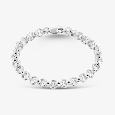 Sterling Silver 8.5 Inch Patterned Belcher Chain Bracelet HLRB-700-AG-8.5