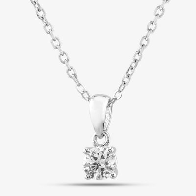 Silver Small Brilliant Cut Cubic Zirconia Pendant Necklace