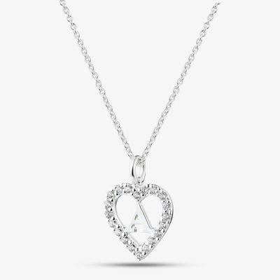 Sterling Silver Cubic Zirconia A Initial Heart Pendant 016-33527/A