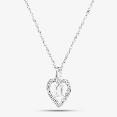 Sterling Silver Cubic Zirconia H Initial Heart Pendant 016-33527/H