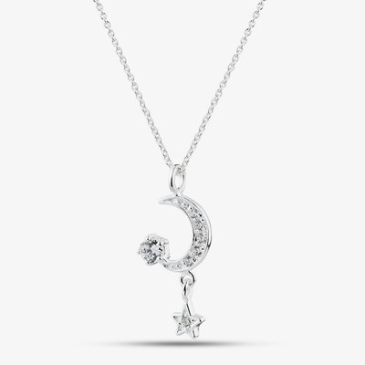 Sterling Silver Cubic Zirconia Moon and Star Pendant 016-30894/SP