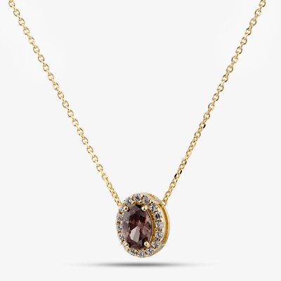 Yellow Gold Tone Plated Sterling Silver Purple Cubic Zirconia Halo Pendant 016-35004/GP