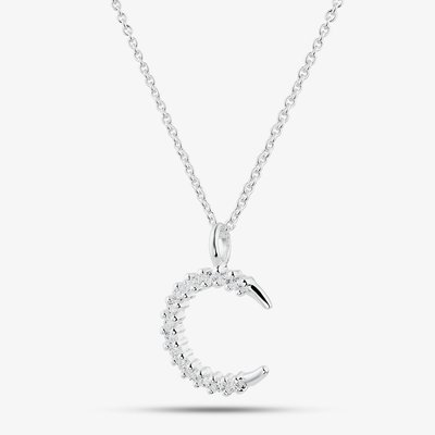 Sterling Silver Cubic Zirconia Crescent Moon Pendant 016-36025/SP