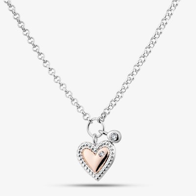 Rose Gold Tone Plated Sterling Silver Cubic Zirconia Heart Pendant AN4002Z/PR