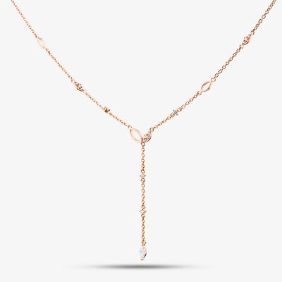 Rose Gold Tone Plated Sterling Silver Cubic Zirconia Leaf Necklace 05S2AZN451407
