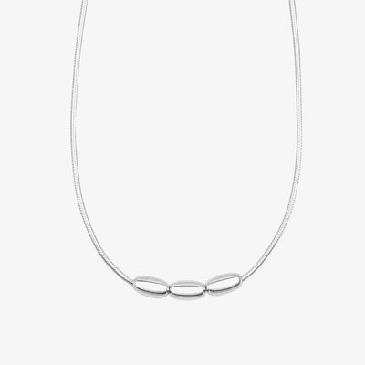 Sterling Silver Three Bead Snake Chain Necklace N4774