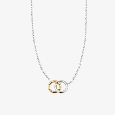 Sterling Silver Two Tone Interlinking Circle Necklace N4776
