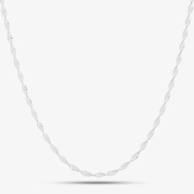Sterling Silver 19.5 Inch Twisted Herringbone Chain Necklace