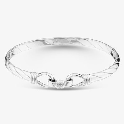 Sterling Silver Medium Solid Hook Bangle