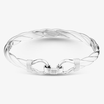 Sterling Silver Large Solid Hook Bangle
