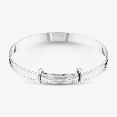 Sterling Silver 4mm Beaded Edge Expandable Baby Bangle