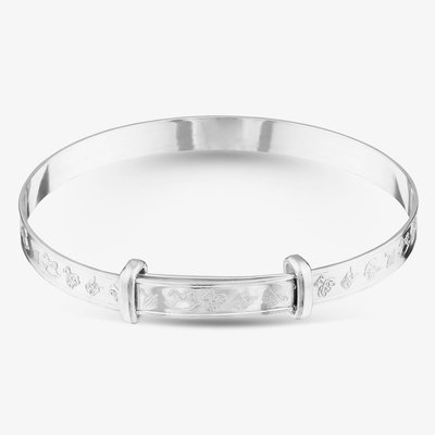 Sterling Silver 4mm Nursery Patterned Expandable Baby Bangle