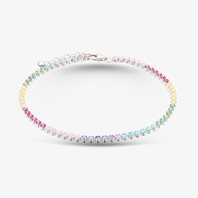 Sterling Silver Multicoloured Cubic Zirconia Tennis Bracelet