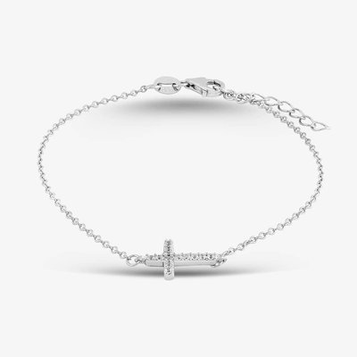 Silver Cubic Zirconia Cross Bracelet