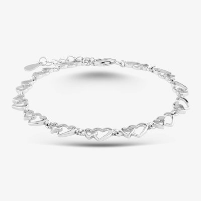 Sterling Silver Open Heart 7.5 Inch Bracelet