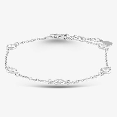 Silver 6.5-8.5 Inch Bezel-set Crystal Bracelet