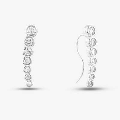 Silver Cubic Zirconia Curved Dropper Earrings