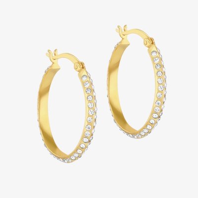 LUXE Silver Gold Plated Cubic Zirconia Hoop Earrings