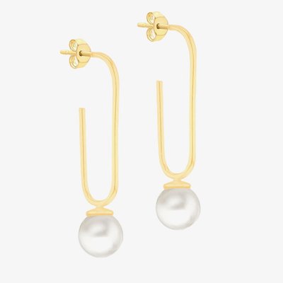 LUXE Silver Gold Plated Freshwater Pearl Dropper Earrings