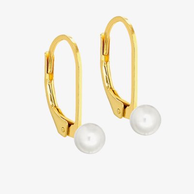 LUXE Silver Gold Plated Freshwater Pearl Leverback Earrings