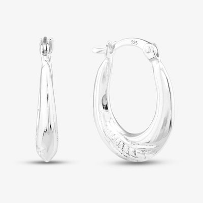 Sterling Silver Oval Creole Hoop Earrings