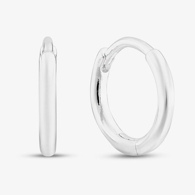 Sterling Silver Plain 12mm Hoop Earrings