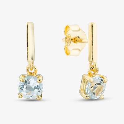Gold Tone Blue Topaz Dropper Earrings